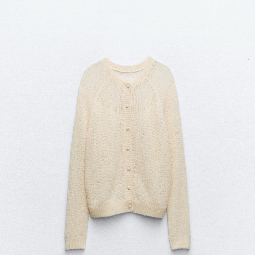 Zara - cream - buttoned knot cardigan - size S
